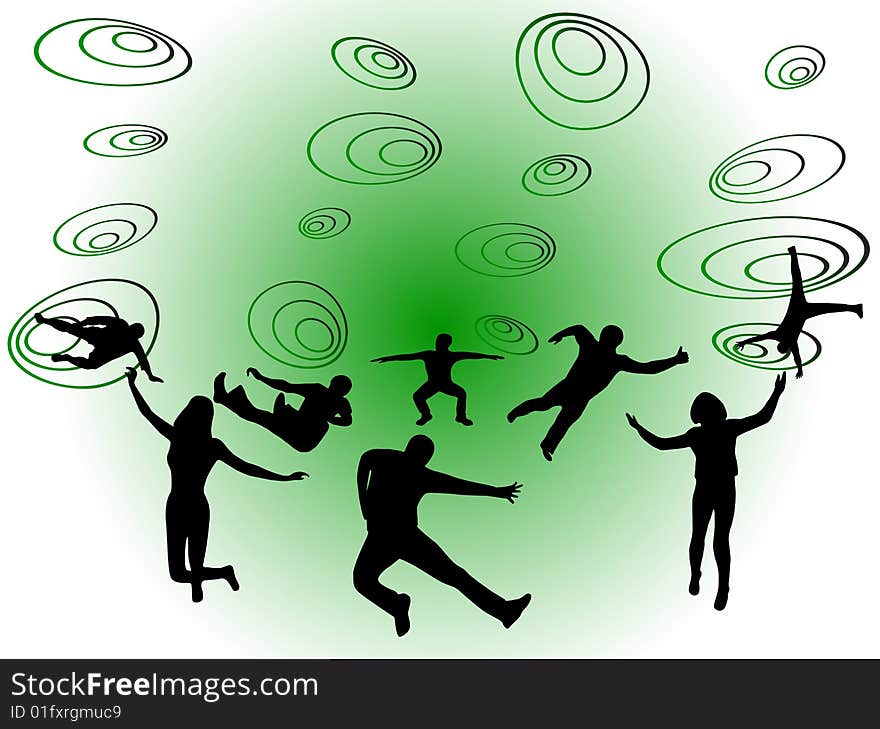 Illustration of sport silhouettes, green