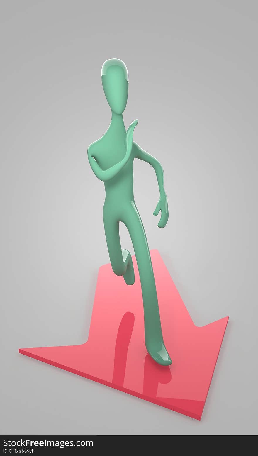 3d person runs to goal on gray background