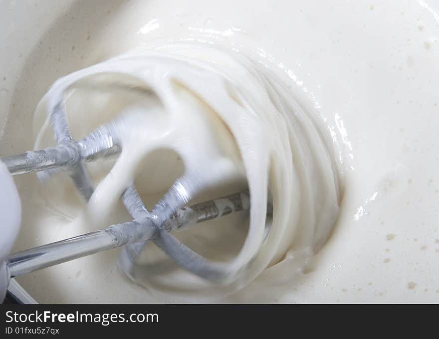 Mixing a dough close up