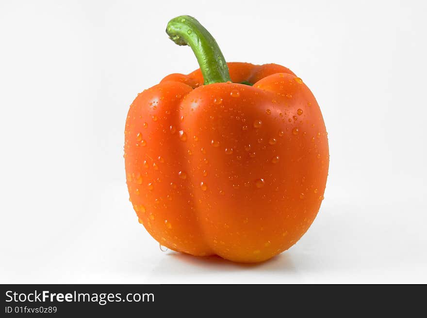 Capsicum in water droplets