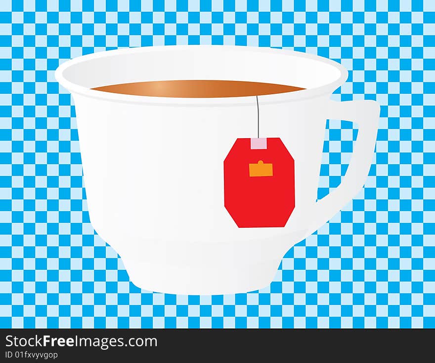 Morning cup of black tea. Vector illustration