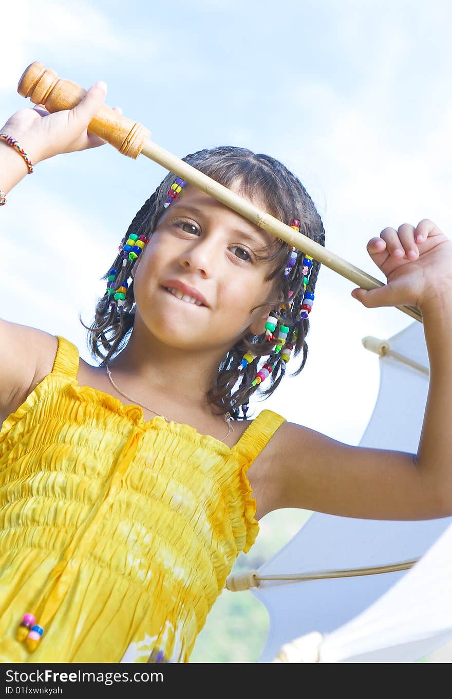 Portrait of little girl having good time in summer environment. Portrait of little girl having good time in summer environment