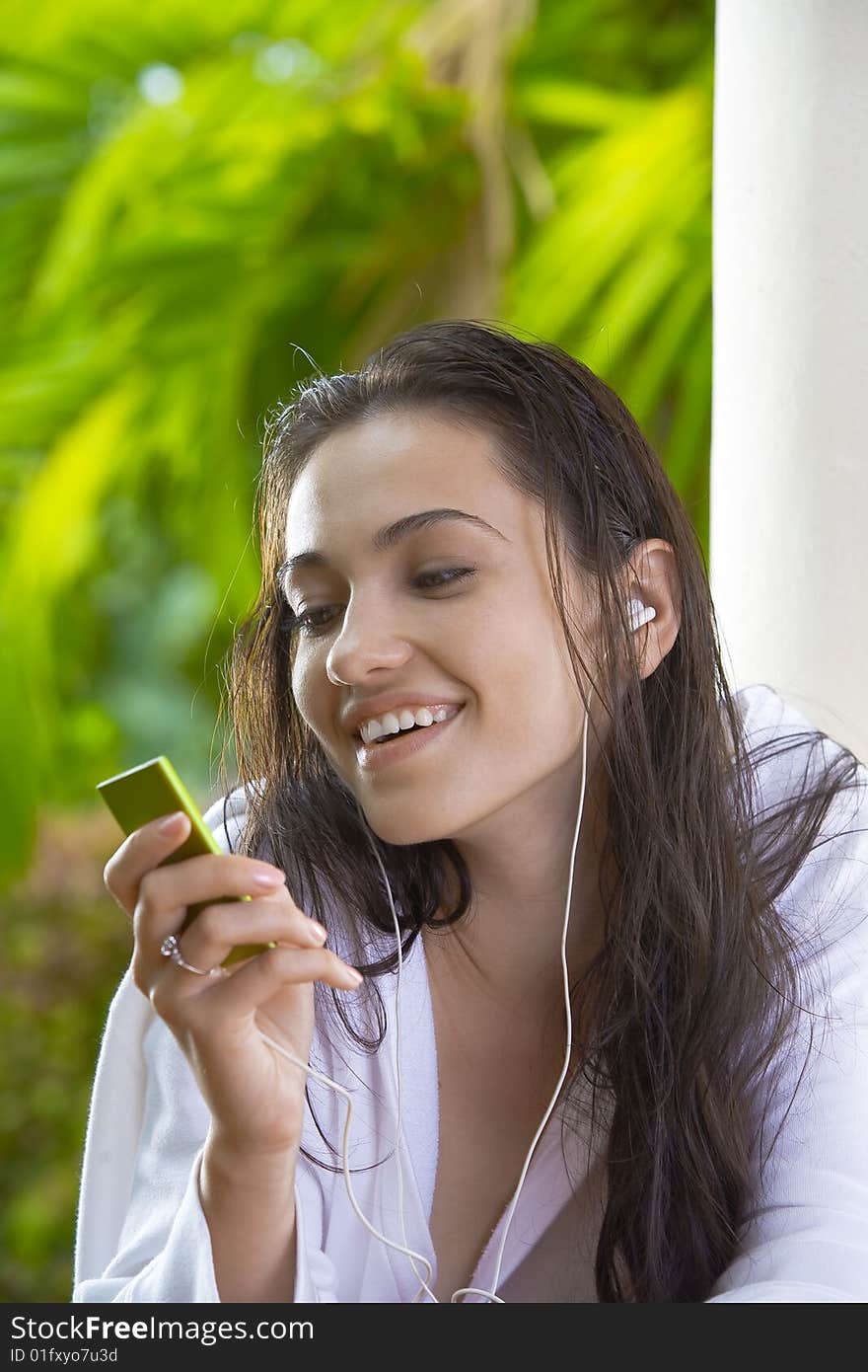 Portrait of young pretty woman in summer environment. Portrait of young pretty woman in summer environment