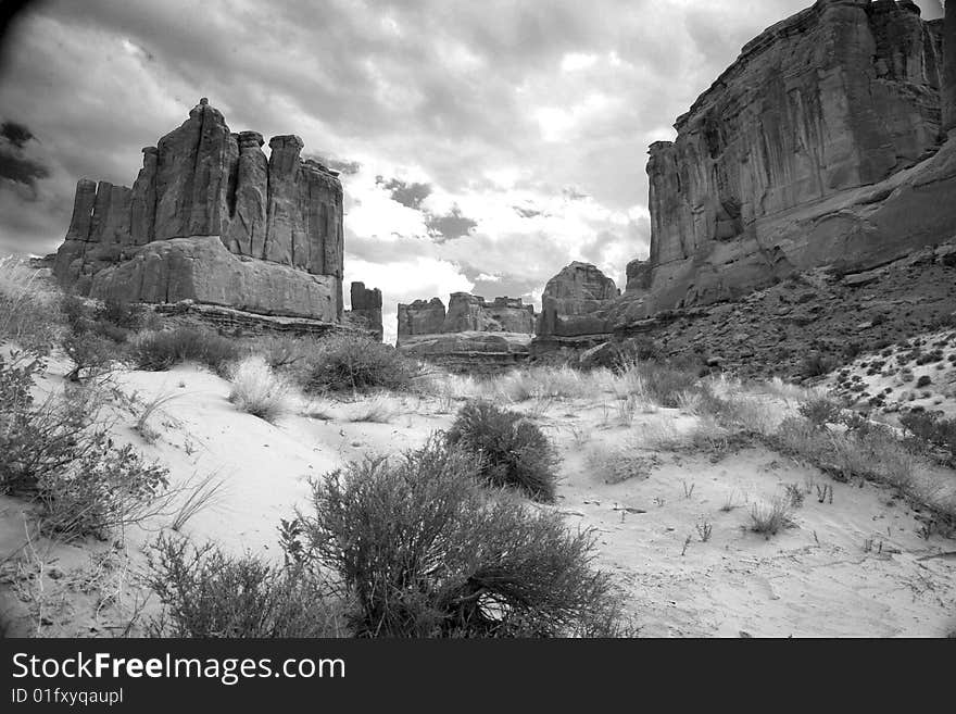 Sandstone canyon - black and white
Moab Utah