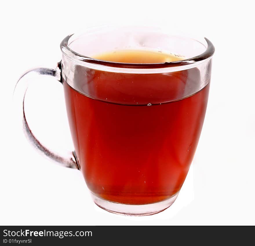 A cup of tea. White background. A cup of tea. White background