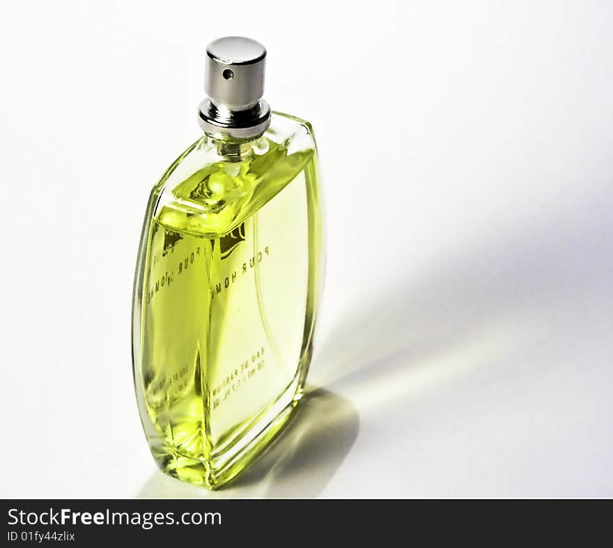 Crystal Glass Perfume Bottle On White Background. Crystal Glass Perfume Bottle On White Background.