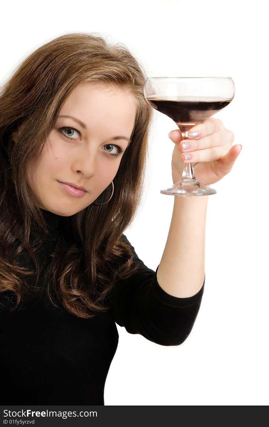 Woman holding a glass to drink