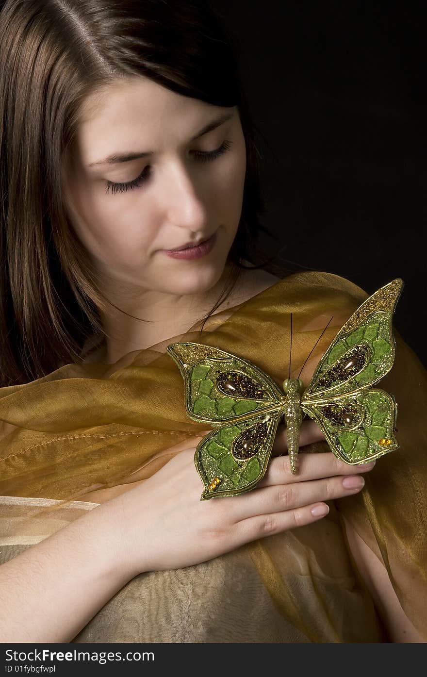 Beautiful woman with a butterfly on her hands. Beautiful woman with a butterfly on her hands