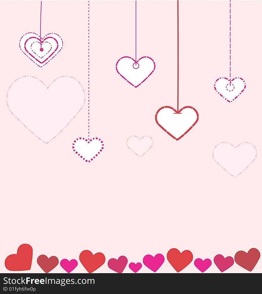 Pink card with hearts