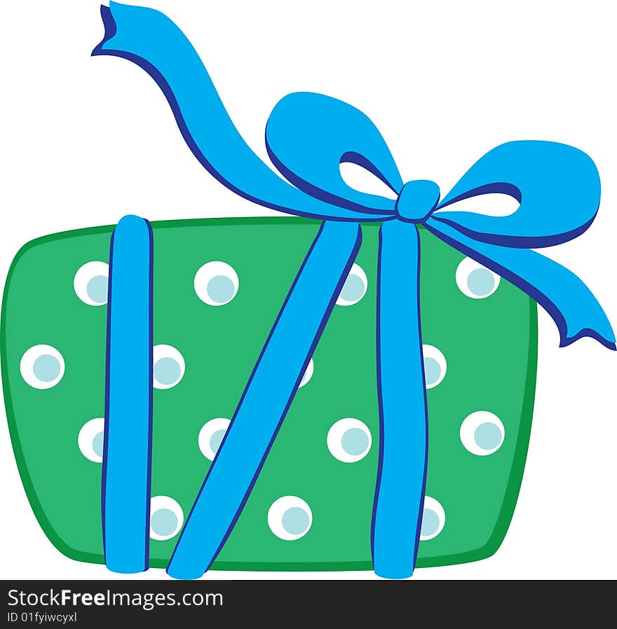 Gift in the box with blue ribbon. Gift in the box with blue ribbon