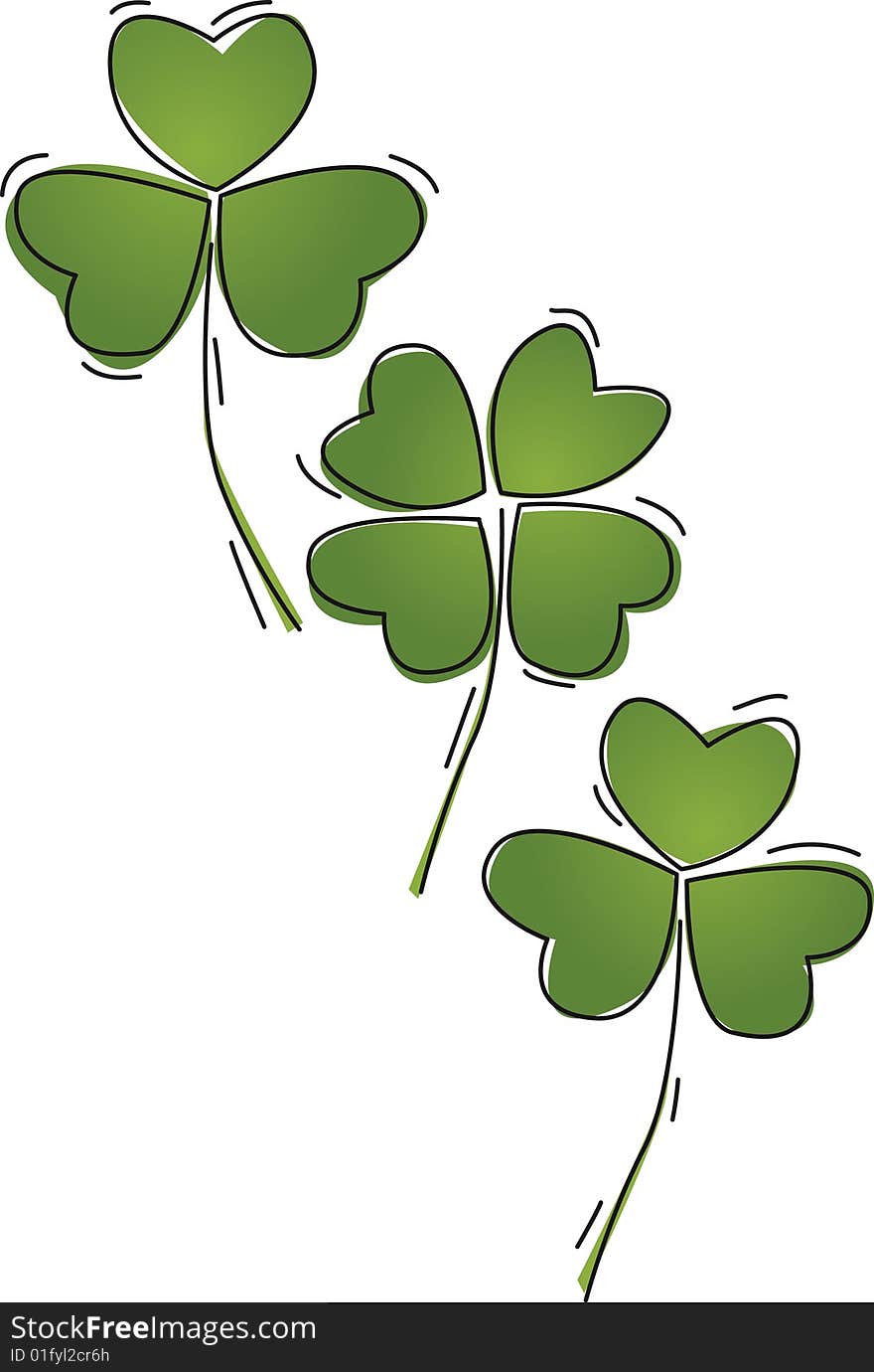 Shamrock or clover, three and four leaf. Useful for St Patrick's day related work. Shamrock or clover, three and four leaf. Useful for St Patrick's day related work.