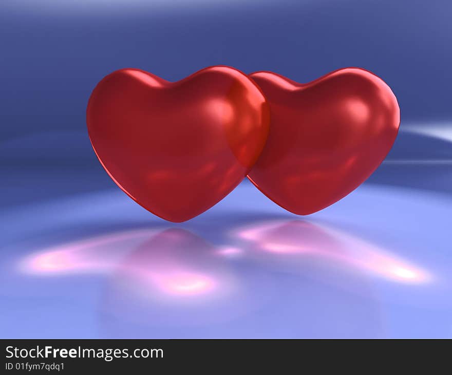 Two sweethearts on blue background