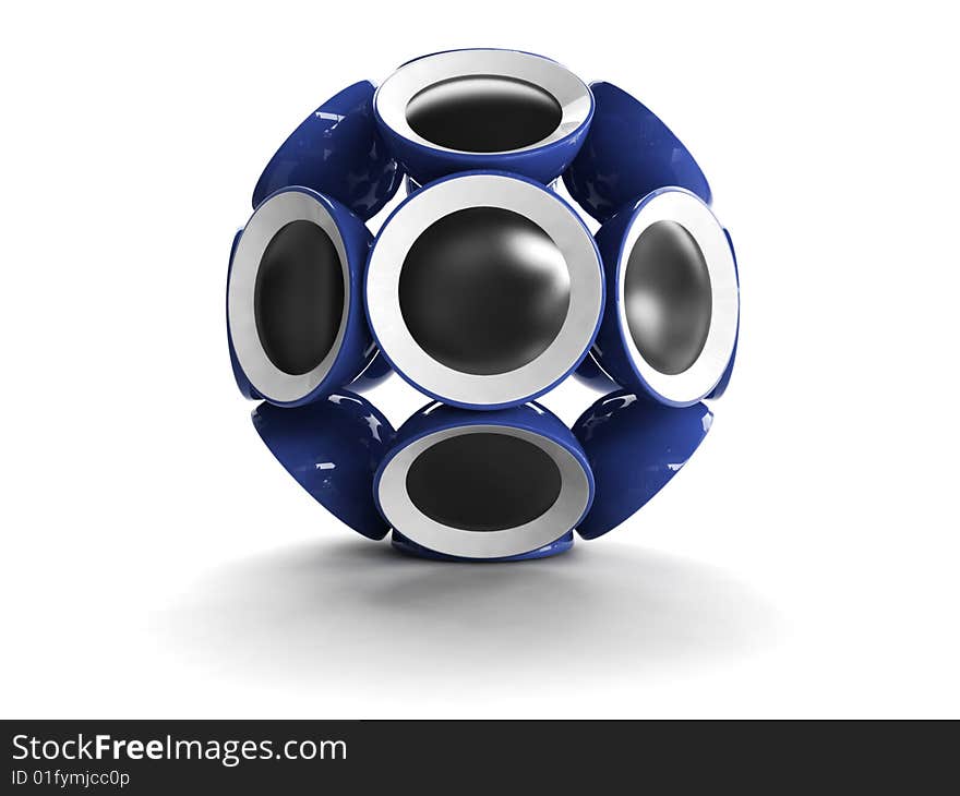 Ball made of dark blue glossy loud speakers. Ball made of dark blue glossy loud speakers