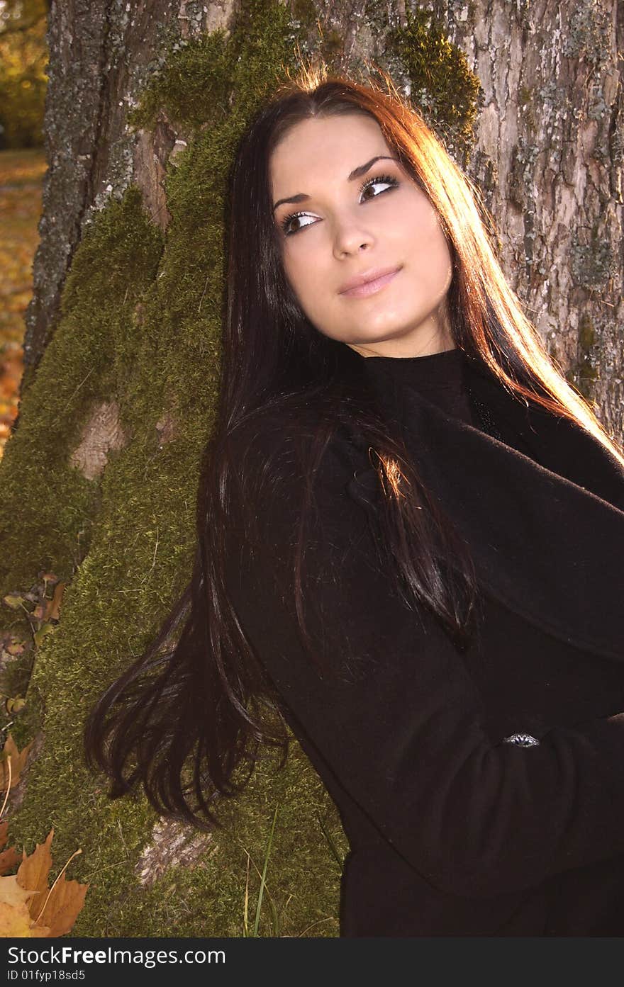 Beautiful Young Woman Sitting Near Tree