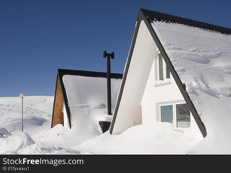 Snow houses at a mountain, Portugal