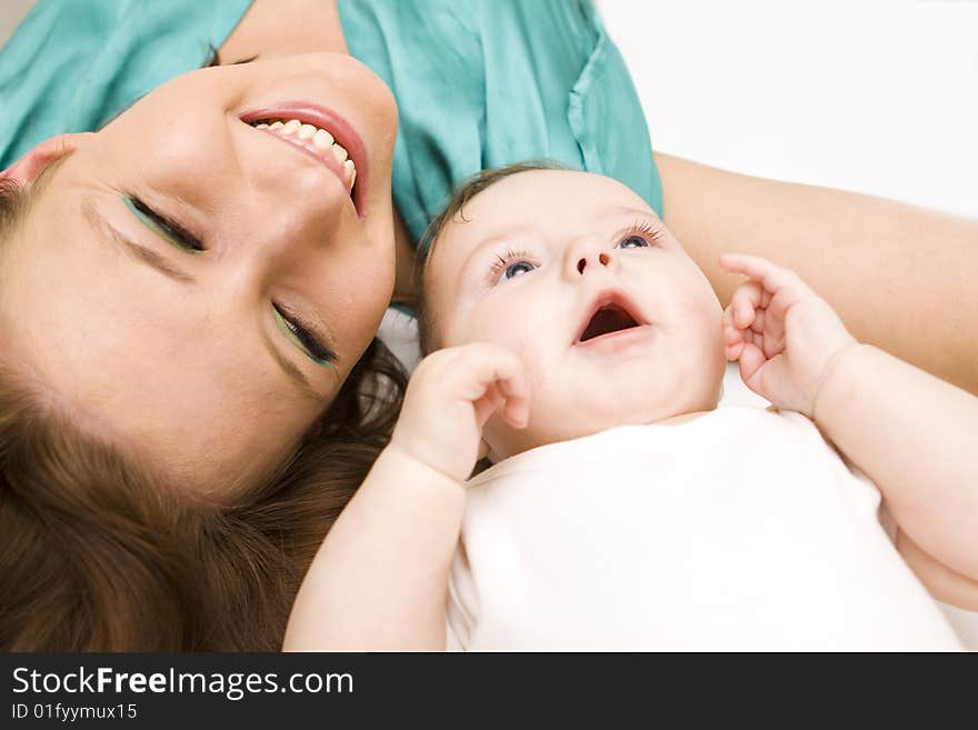 Happy family on a white background. Happy family on a white background