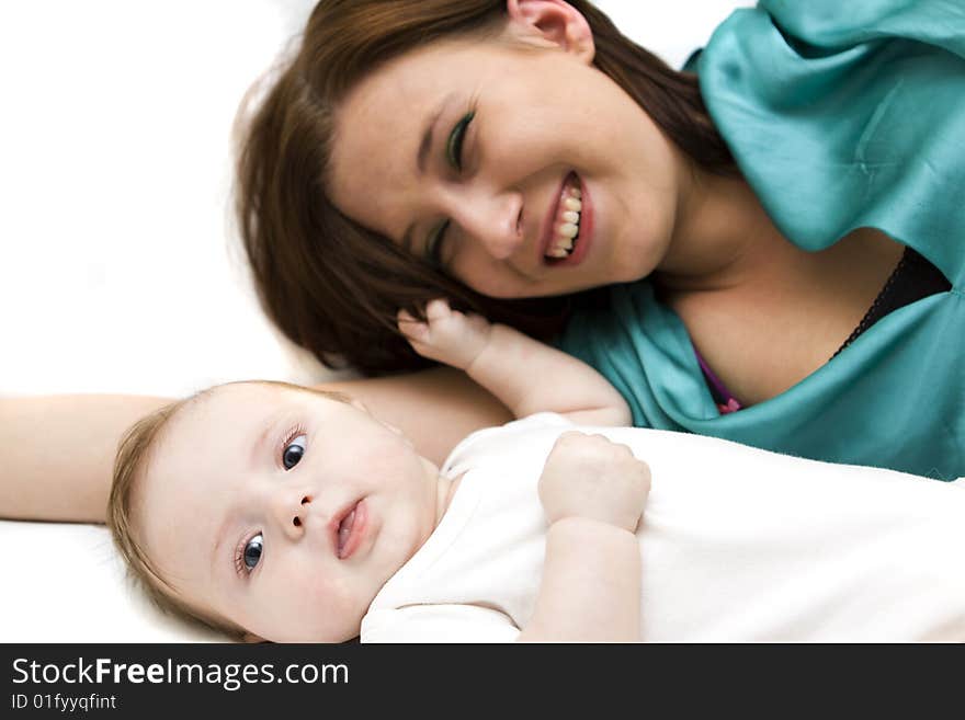 Happy family on a white background. Happy family on a white background