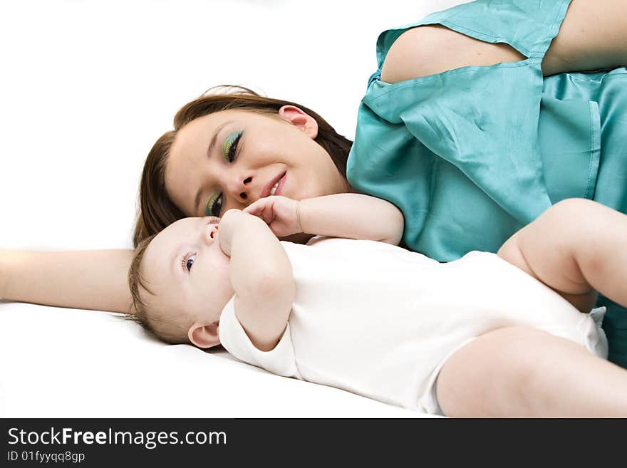 Happy family on a white background. Happy family on a white background