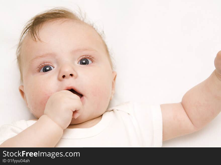 Little Baby On A White Background