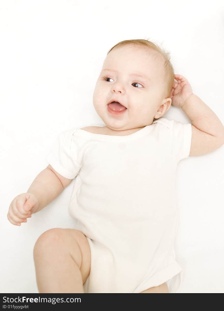 Little Baby On A White Background