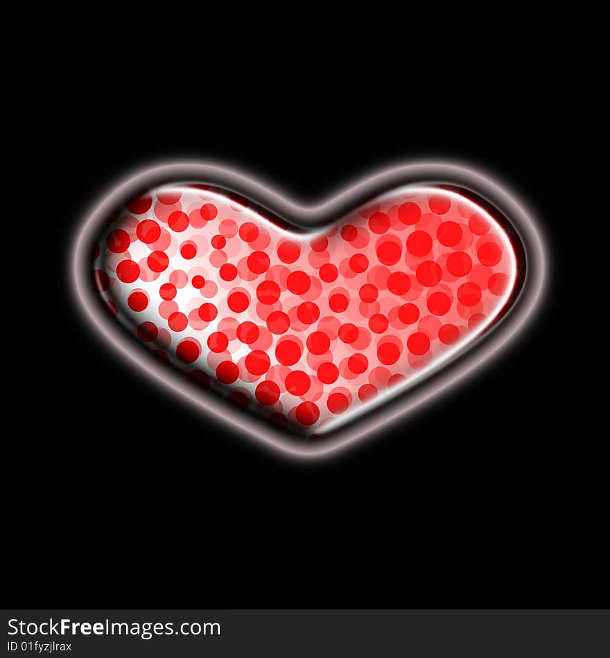 Heart with confetti inside on a black background