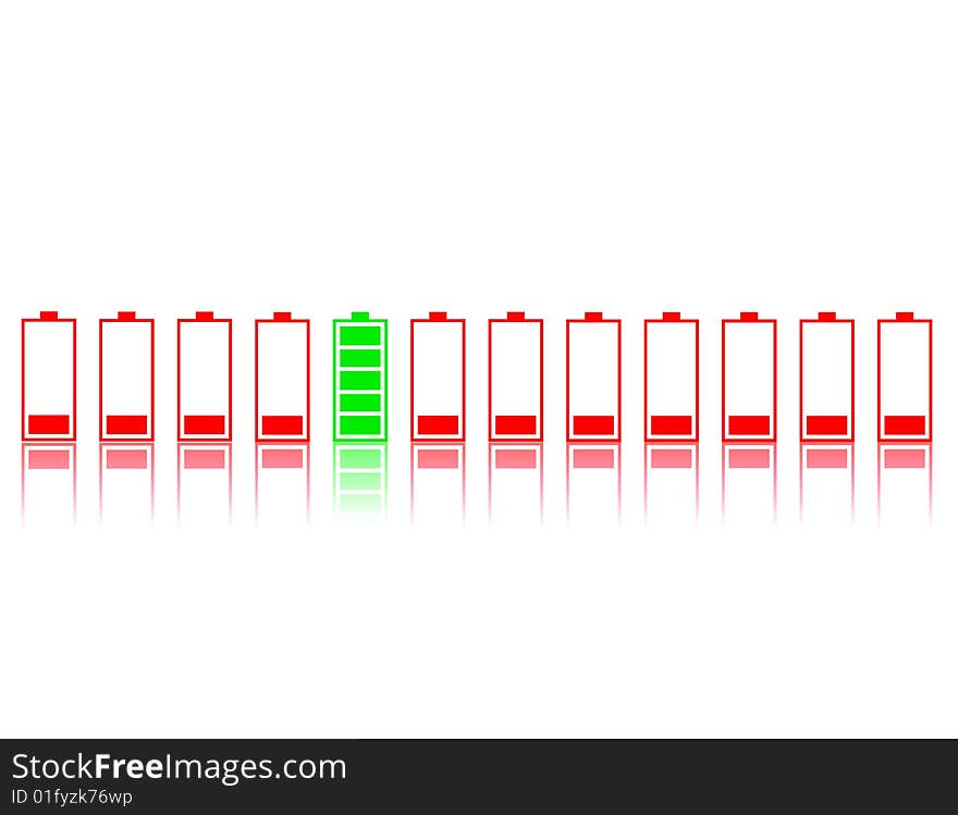 One fill battery in a row of a low batteries