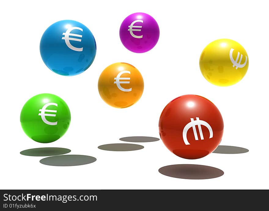 Isolated Spheres With Euro Symbol