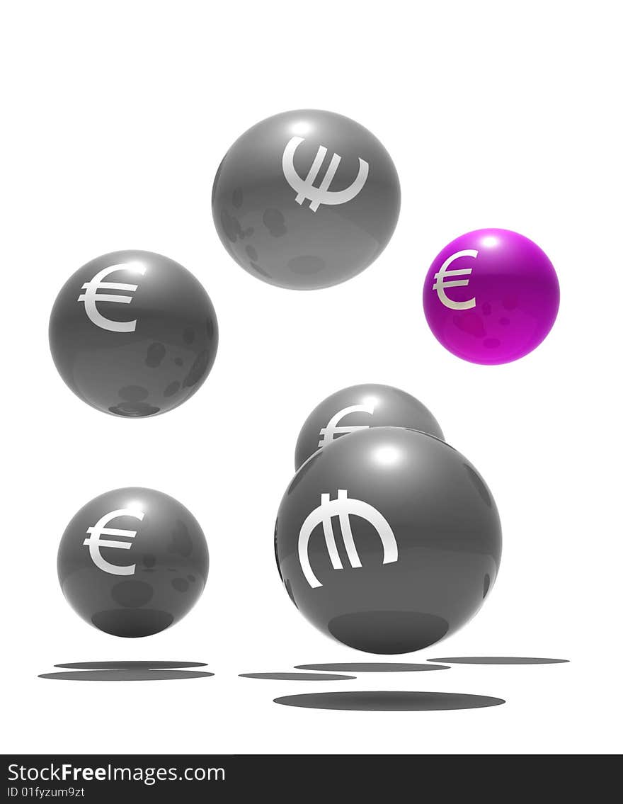 Isolated spheres with euro symbol