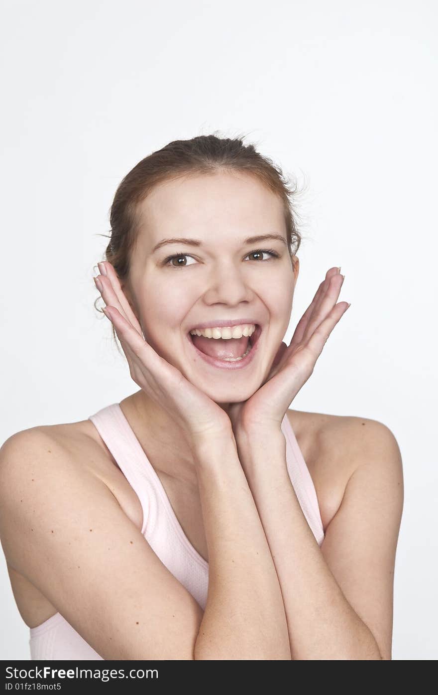 Pretty young laughing women isolated