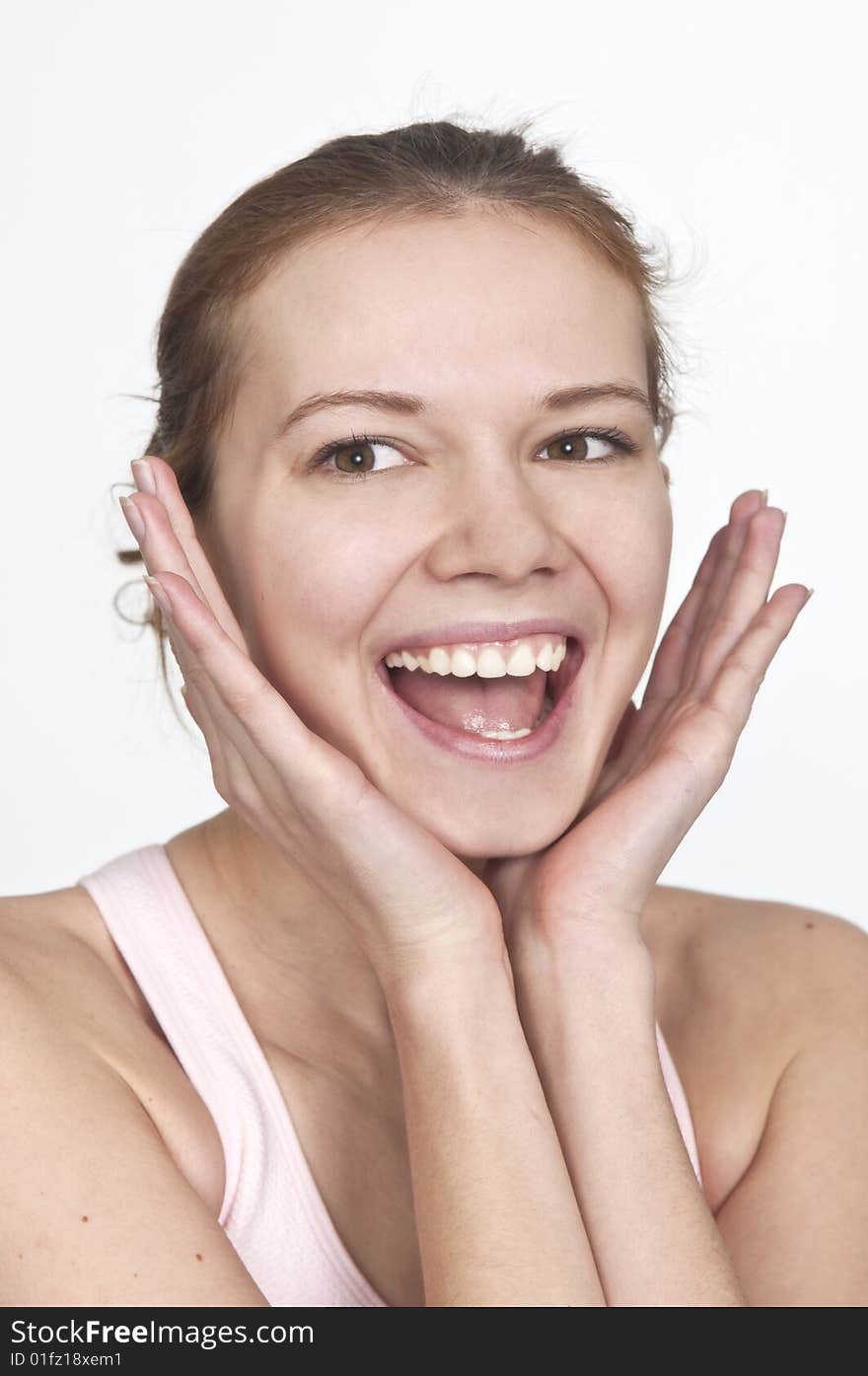 Pretty young laughing women isolated