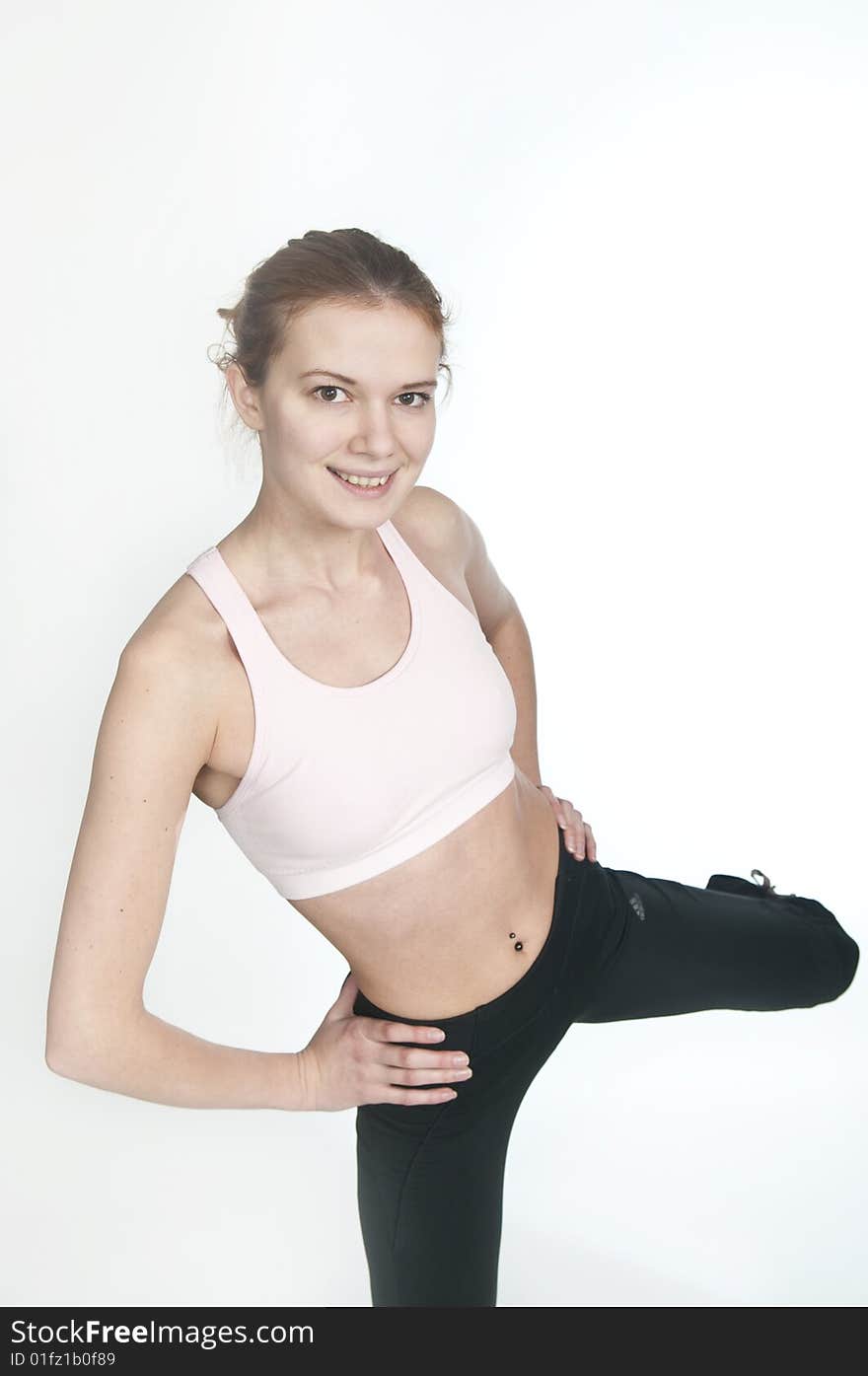 Lovely young women doing exercise