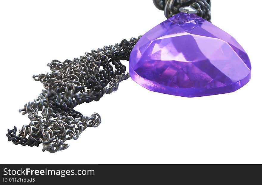 Women adornment - blue stone with a chain on a white background. Women adornment - blue stone with a chain on a white background.