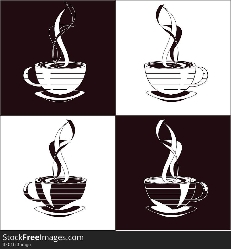 Cup of the coffee, four variants