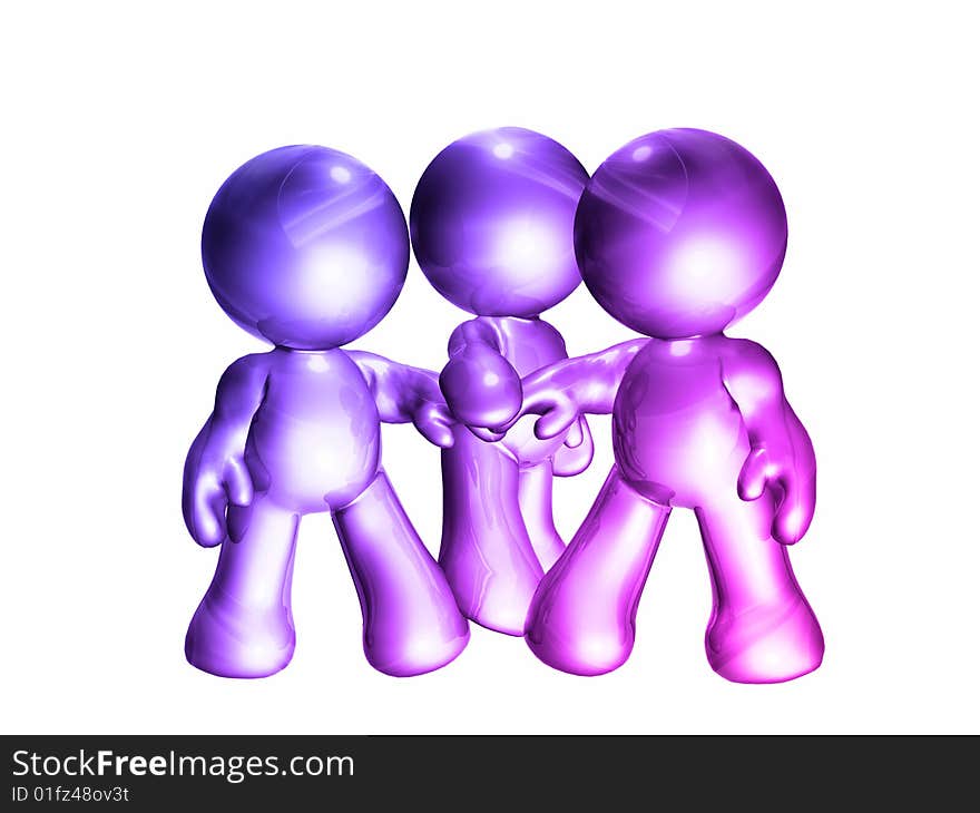 Colorful friends icon figure holding hands