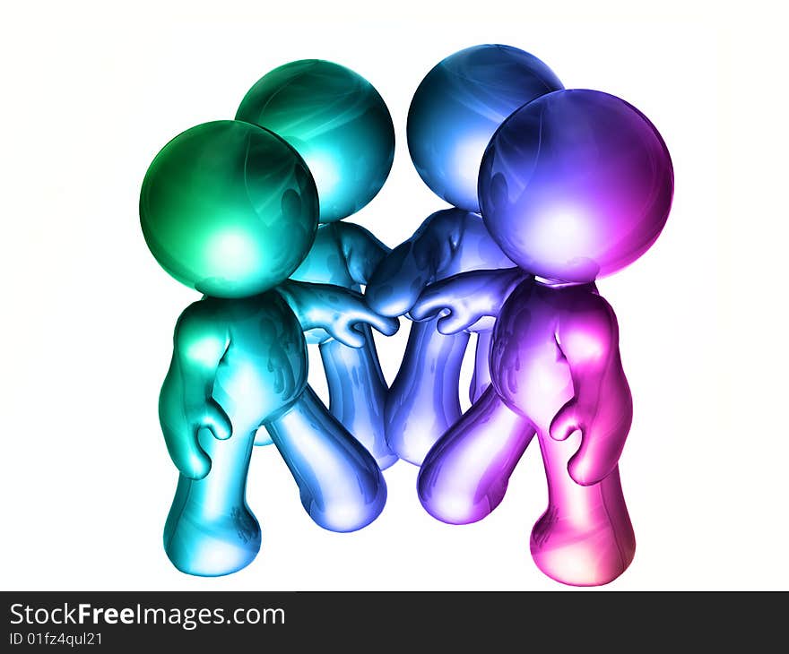 Colorful friends icon figure holding hands