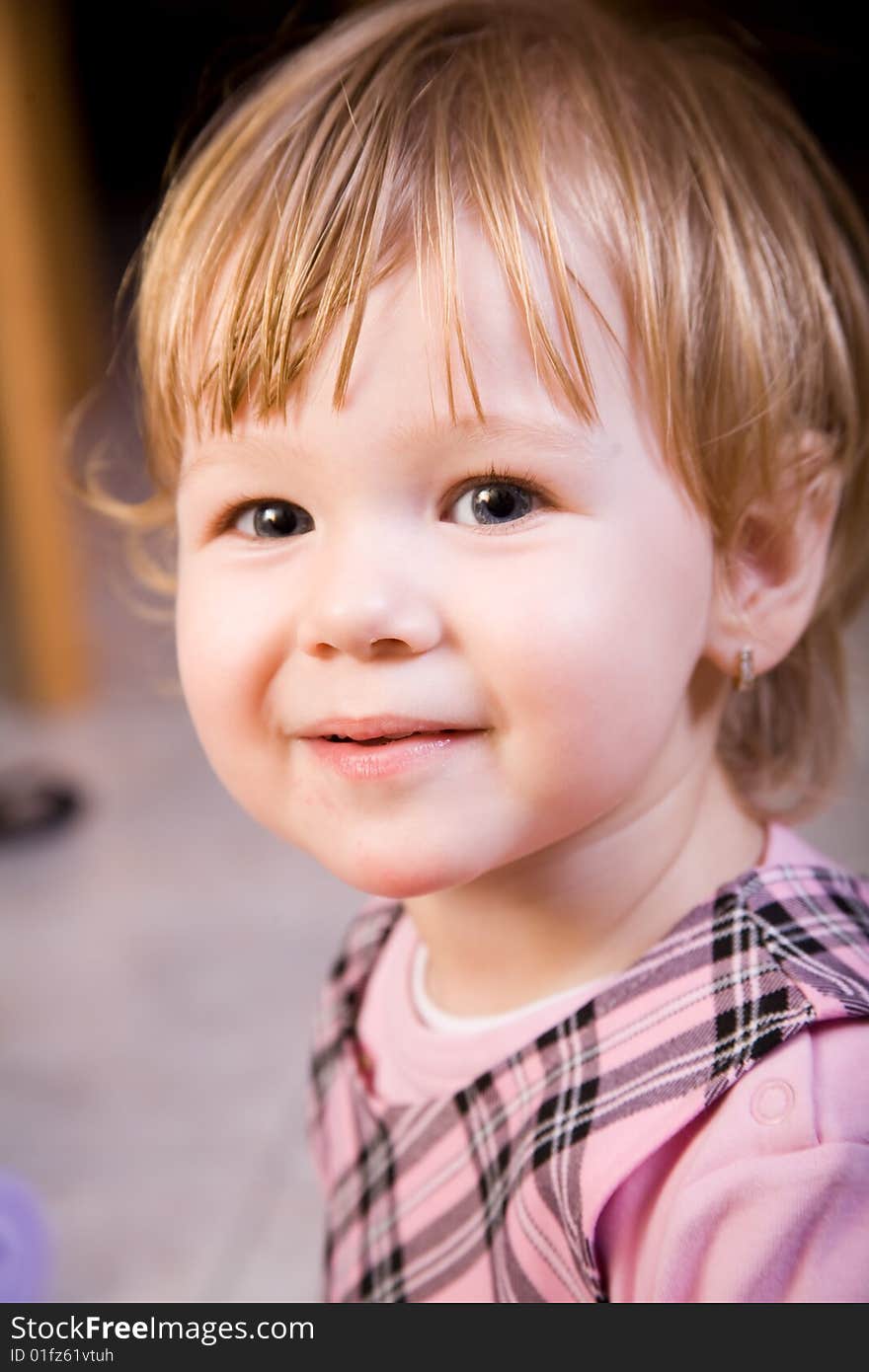 Beautiful little blonde girl face. Beautiful little blonde girl face