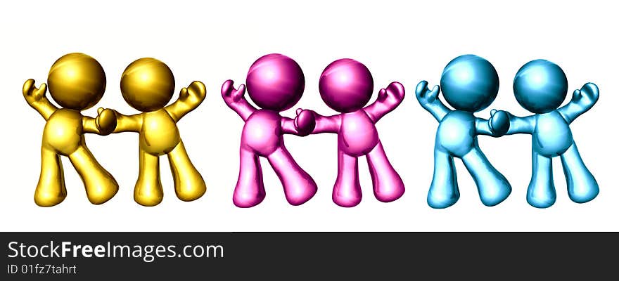 Colorful friends icon figure holding hands