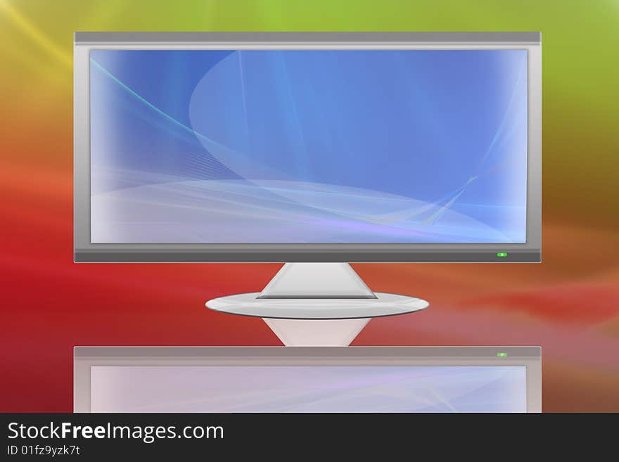 Flat LCD tv Liquid-Crystal Display on abstract background. Flat LCD tv Liquid-Crystal Display on abstract background