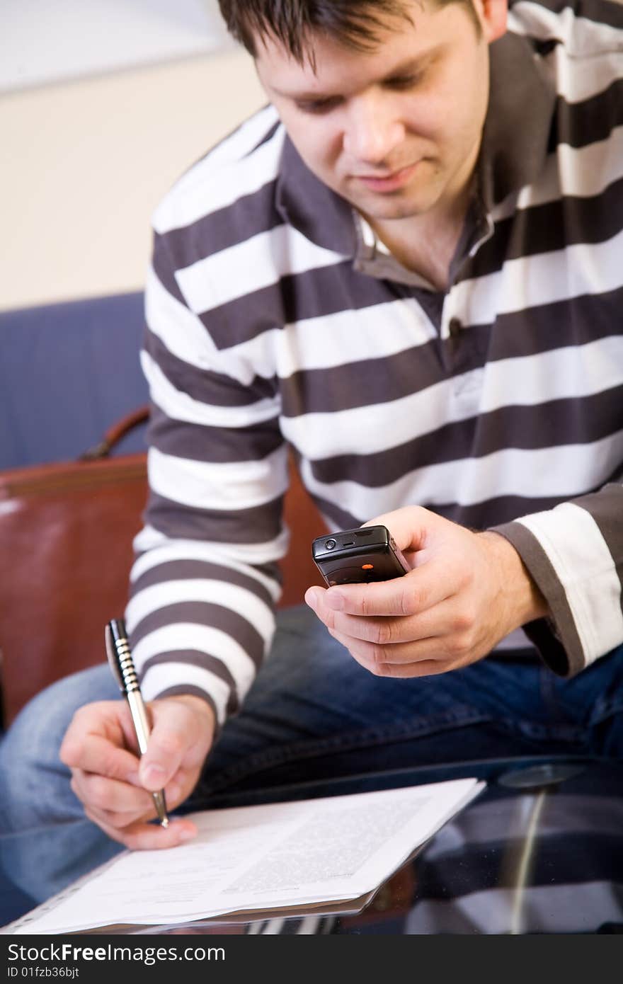 Young man with phone