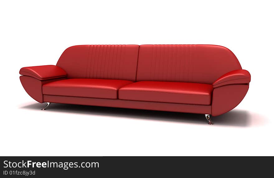 Red sofa on white back