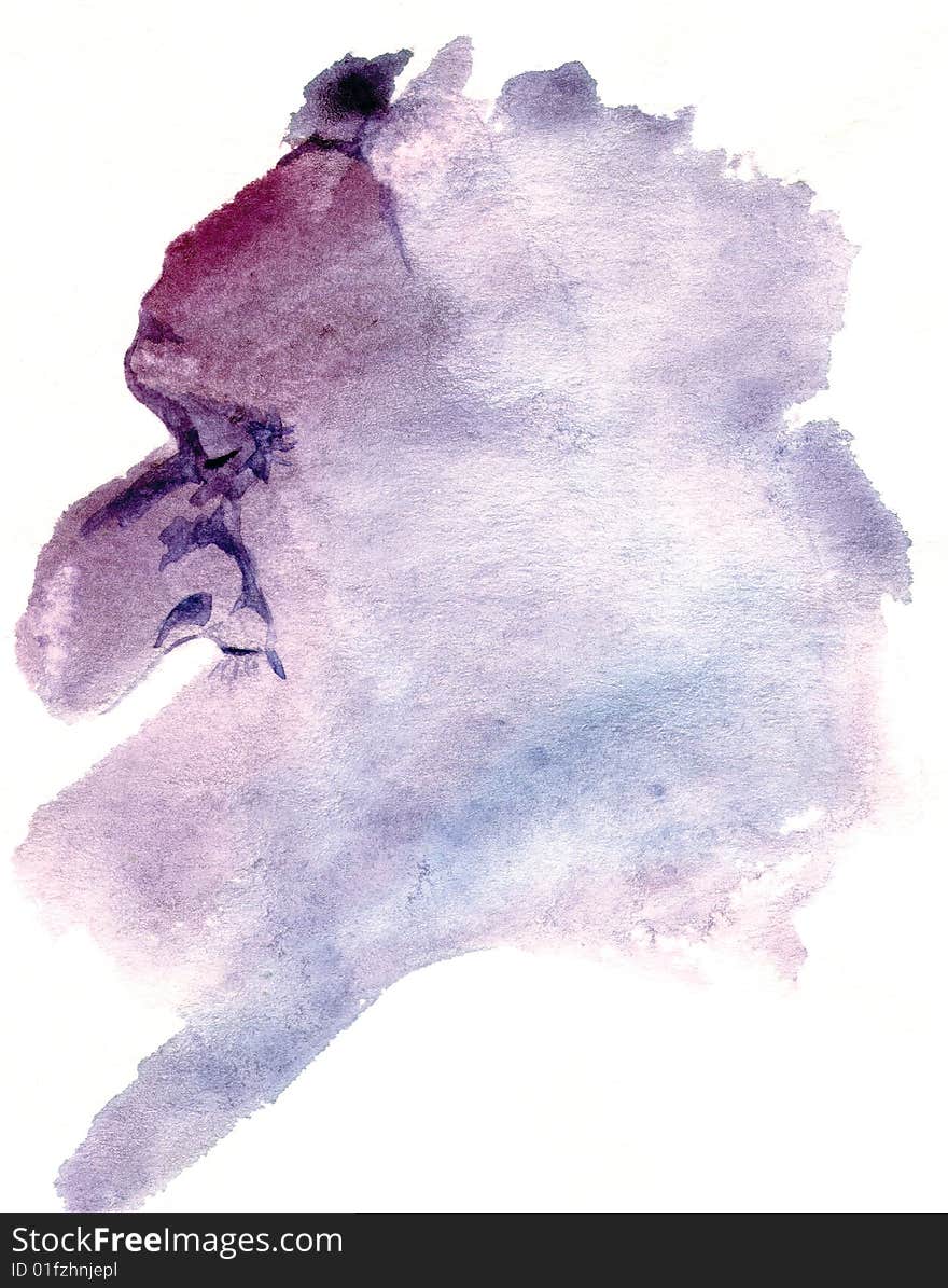 Purple old man painted with watercolor