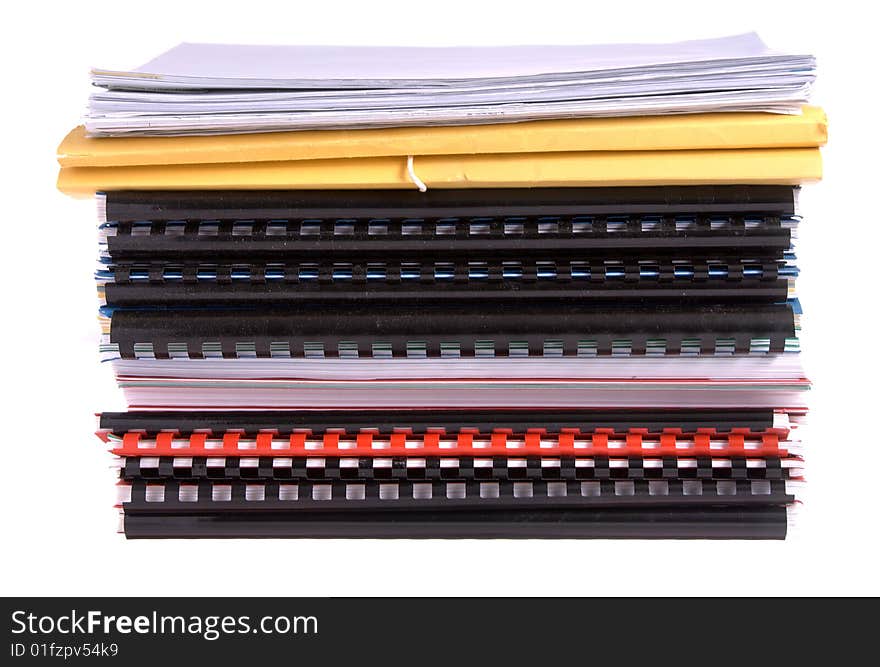 Files and papers isolated against a white background