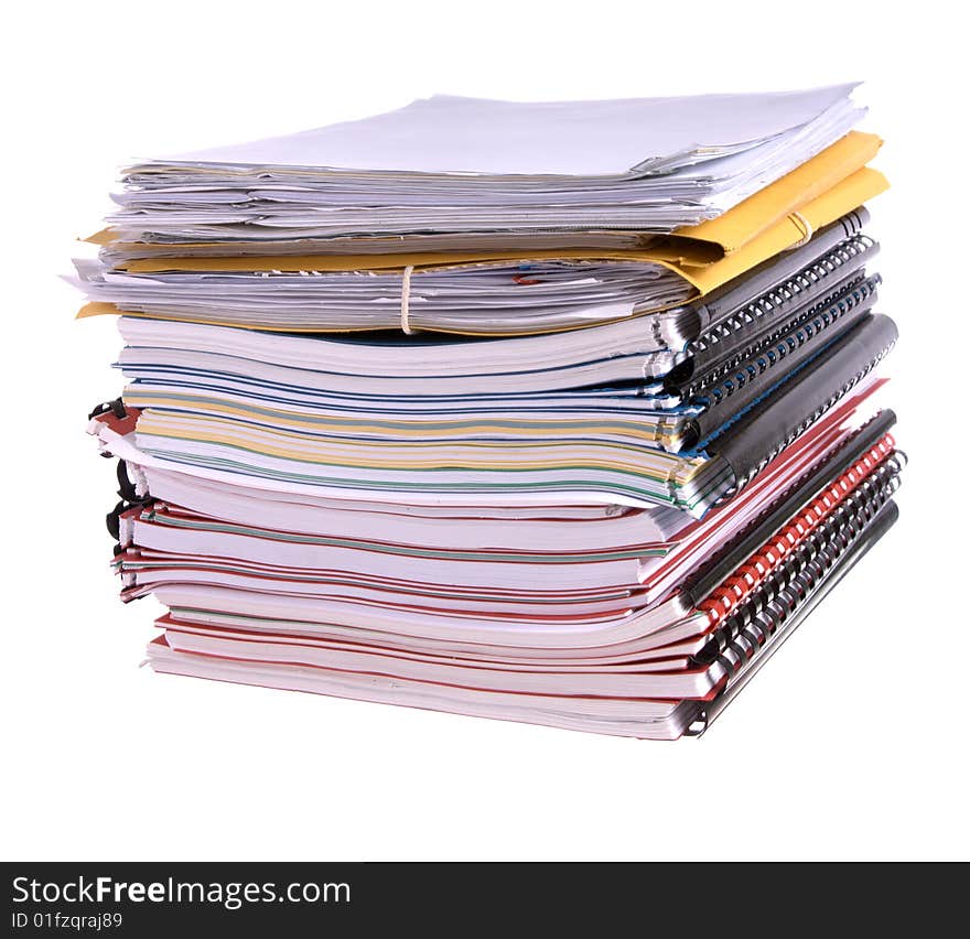 Files and papers isolated against a white background