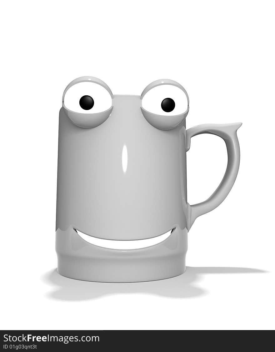 Living mug with eye looks at buyer. Living mug with eye looks at buyer