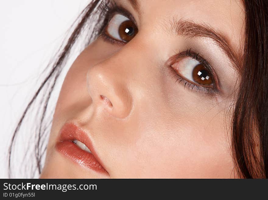 Close up of female face with dark makeup. Close up of female face with dark makeup