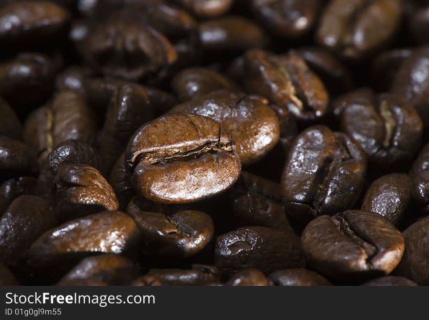 Fresh brown coffee beans background