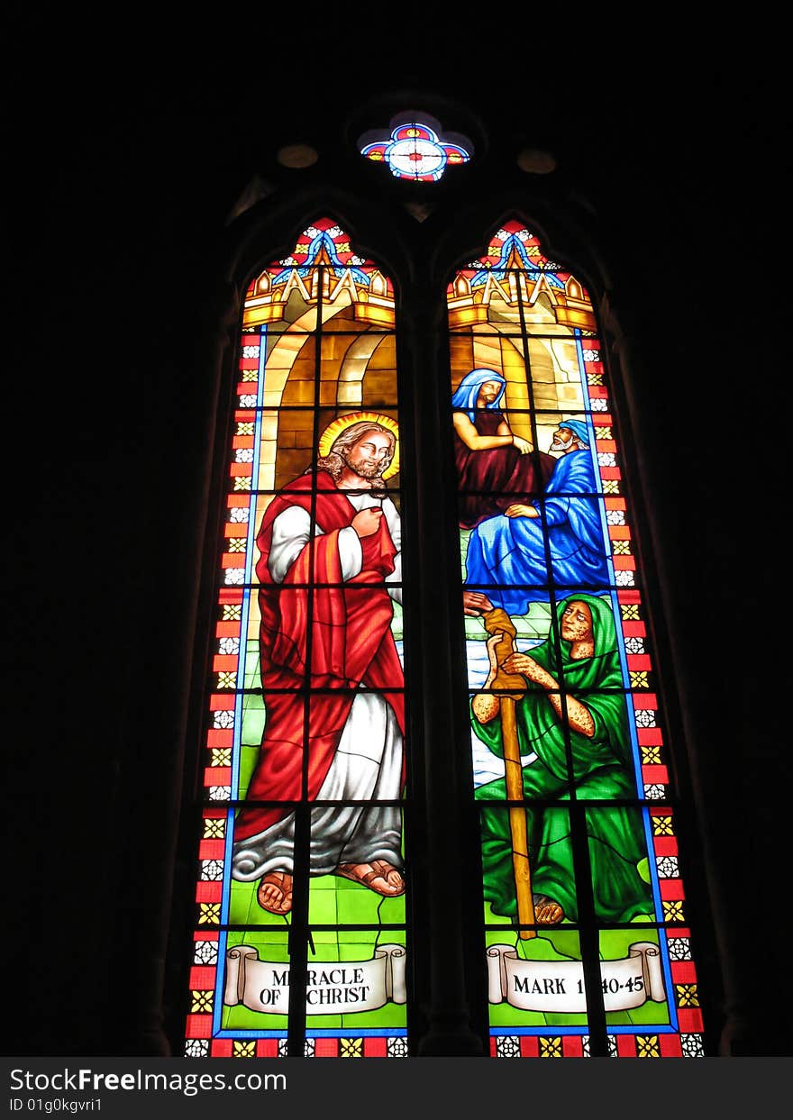 The window of the Catholic cathedral