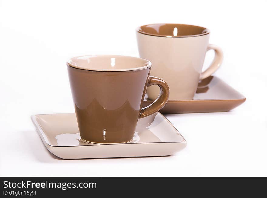 Two cups of tea with saucers