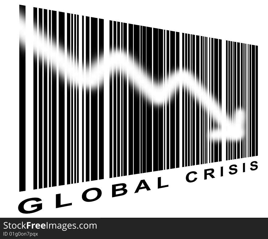 Global crisis bar code with perspective effect. Global crisis bar code with perspective effect