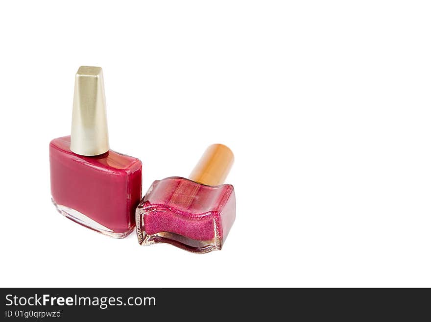 Nail polish on white background